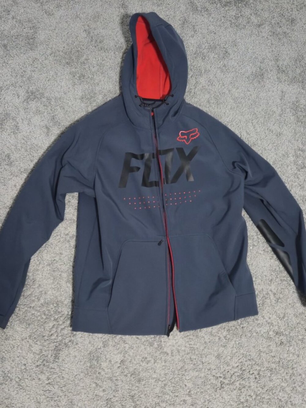 New Fox Racing Bionic Brawled Jacket Charcoal Grey Red Mens Size L Softshell DWR
